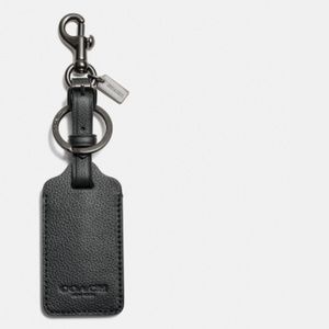 NEW Coach Firm Leather Luggage Tag Gunmetal Black